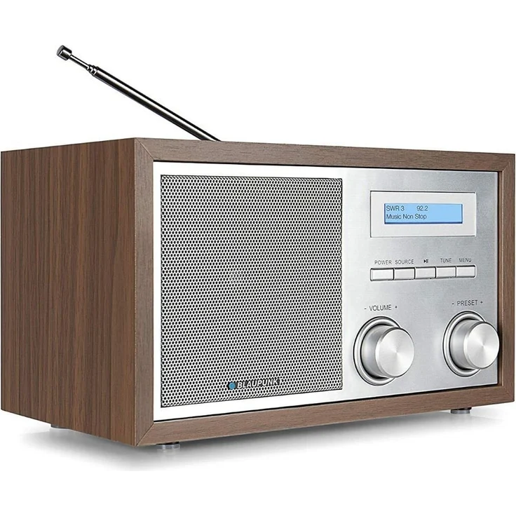 Blaupunkt RXD-180-WN Retro-Radio mit UKW (FM), Streaming, Netzbetrieb, braun, silber – Bild 1