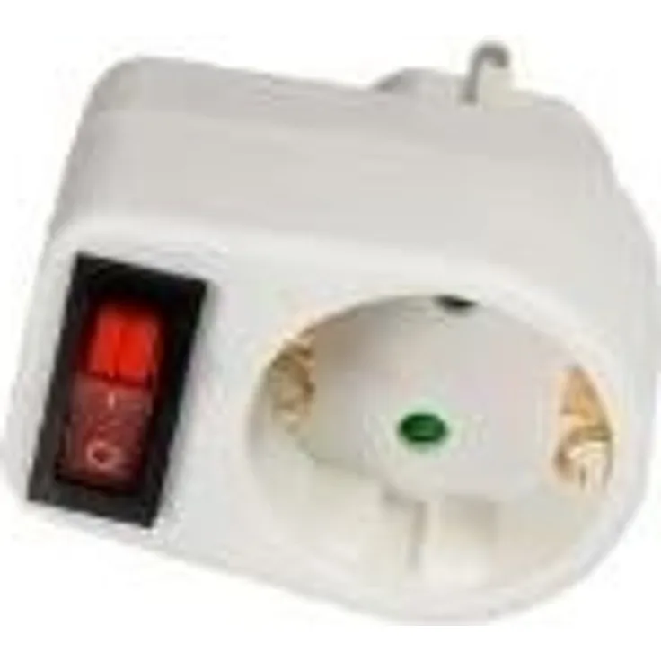 Arcas 94700001 Zwischenstecker 1 fach mit Schalter, Kinderschutz weiß