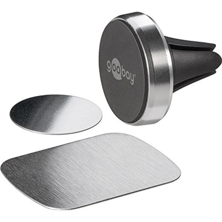 Goobay 38685 Magnethalterungs-Set Universal im Slim Design für Smartphone Auto schwarz-silber – Bild 1