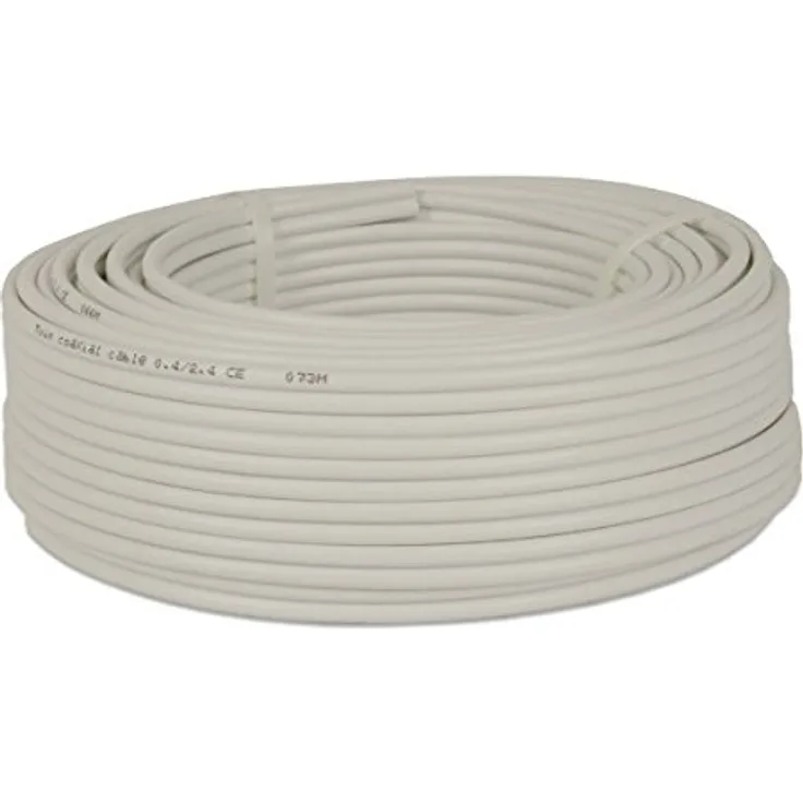 25 Meter Sat Koaxial Kabel 90dB Twin Mini 2x 4 mm, weiß, 25m Antennenkabel FullHD HDTV NEU