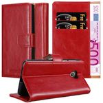 cadorabo Hülle für Huawei Y330 in WEIN ROT Handyhülle mit Magnetverschluss, Standfunktion und Kartenfach Case Cover Schutzhülle Etui Tasche Book Klapp Style