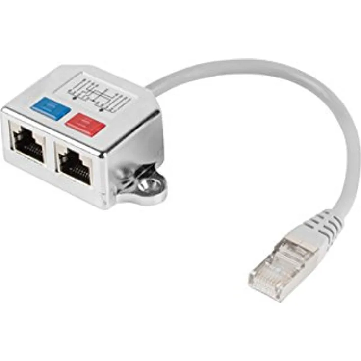 lanberg AD-0026-S Rj45 Stecker auf Rj45 Buchse 2X Splitter Fast Ethernet T-Adapter grau