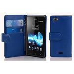 cadorabo Hülle für Sony Xperia J in KÖNIGS BLAU - Handyhülle aus strukturiertem Polyurethan mit Standfunktion und Kartenfach - Case Cover Schutzhülle Etui Tasche Book Klapp Style