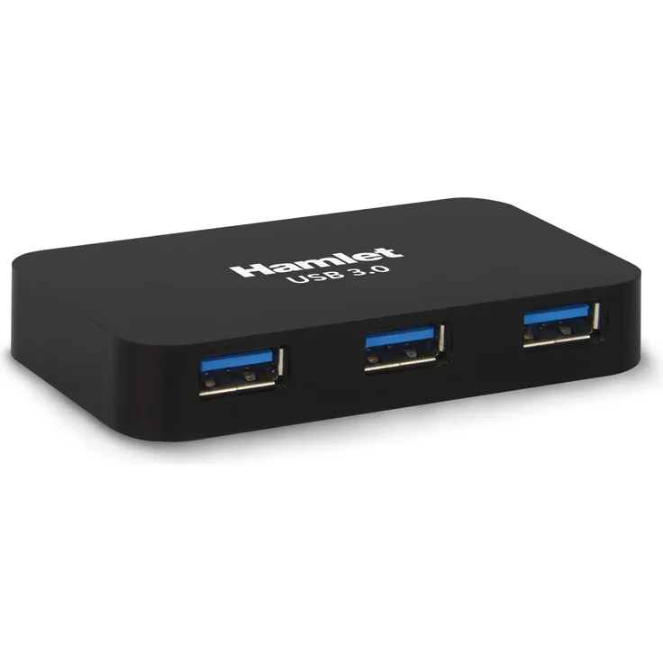 Hamlet xhub430bkpw Hub USB 3.0 4 Ports 5 GBBs mit USB 3.0 Kabel und Stromversorgung 5 V 2 A