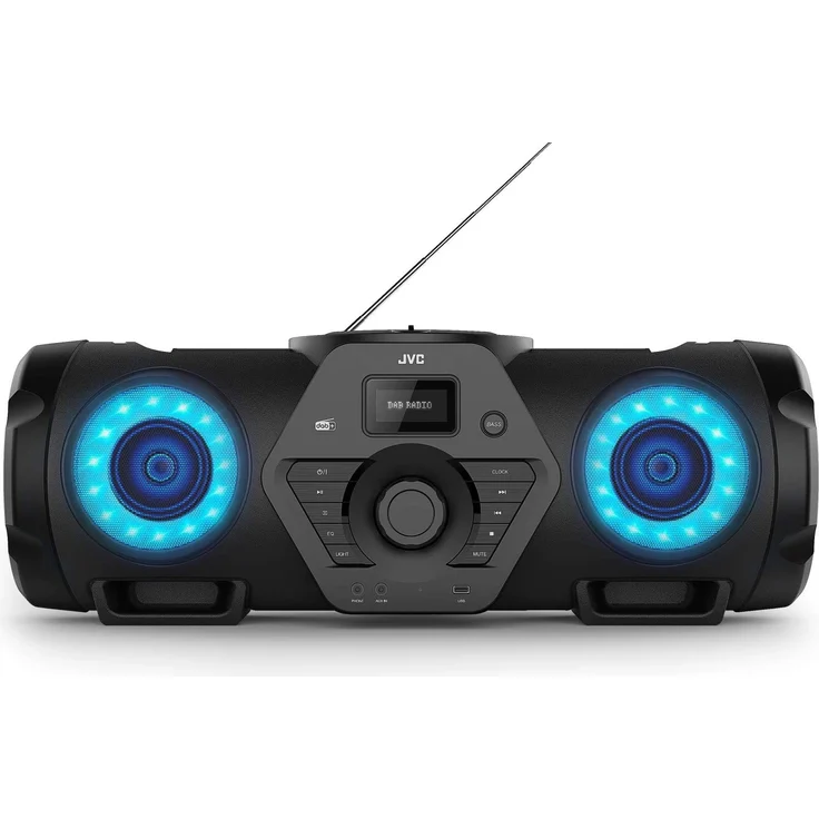 JVC Boomblaster RV-NB300DAB, 2 x 30 Watt, DAB+, UKW, Bluetooth, CD, USB, Line-In, Gitarren- & Mikrofoneingang, Fernbedienung – Bild 1