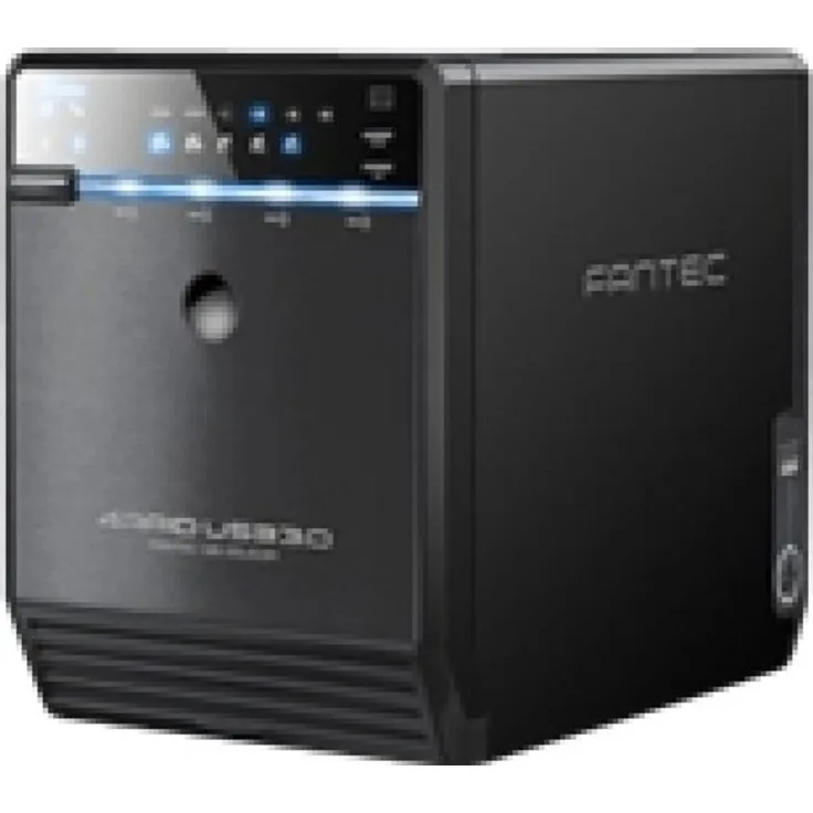 FANTEC Qb-35US3R Externes 4-fach Raid Festplattengehäuse (für 4x 8, 89 cm (3, 5 Zoll) SATA Festplatten, USB 3.0 SuperSpeed und eSATA Anschluss, Raid Funktion (0-1-3-5-10-Big), 80 mm Lüfter) Schwarz