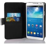 cadorabo Hülle für Samsung Galaxy NOTE 3 in OXID SCHWARZ Handyhülle aus strukturiertem Polyurethan mit Standfunktion und Kartenfach Case Cover Schutzhülle Etui Tasche Book Klapp Style