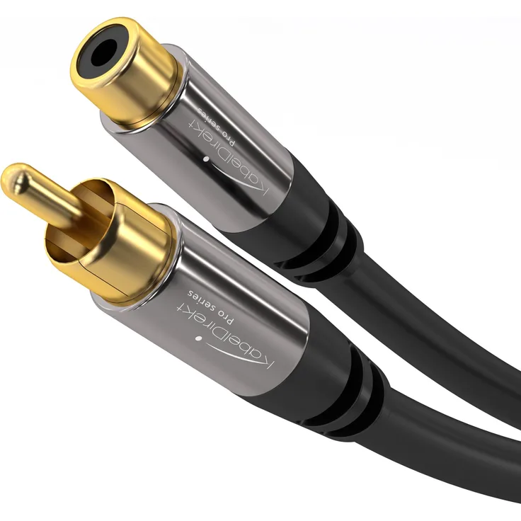 KabelDirekt - Cinch Verlängerungskabel - 2m - (Digital Koaxial, Audio-Video, 75 Ohm) - PRO Series