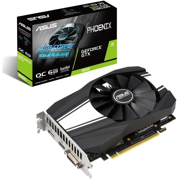 ASUS NVIDIA GeForce GTX 1660 Phoenix OC 6G Gaming (PCIe 3.0, 6GB DDR5 Speicher, HDMI, DVI, Displayport)