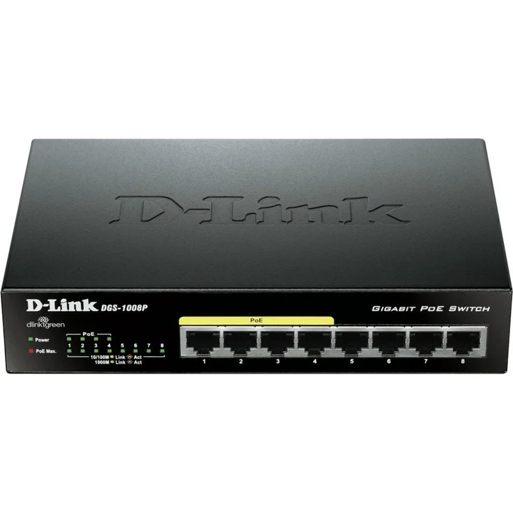D-Link DGS-1000 Desktop Gigabit Switch, 8x RJ-45, PoE+ (DGS-1008P) – Bild 1