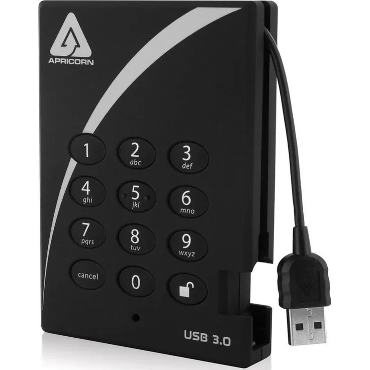 Apricorn Aegis Padlock 3.0 A25-3PL256-2000 - Festplatte - verschlüsselt - 2 TB - extern (tragbar) - 2.5 Zoll (6.4 cm) - USB 3.0 - 5400 rpm - Puffer: 8 MB - FIPS 197 (A25-3PL256-2000)