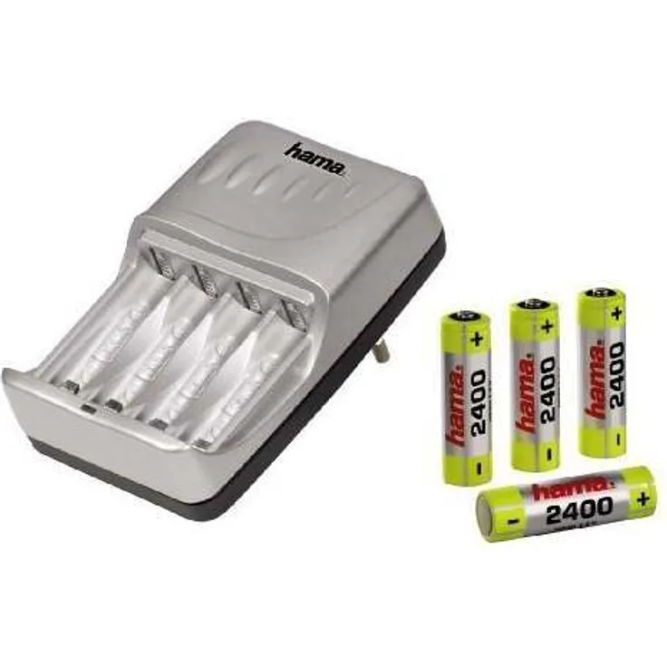 Hama Steckerladegerät Delta Slim Set 4X AA 2400 mAh, Silber