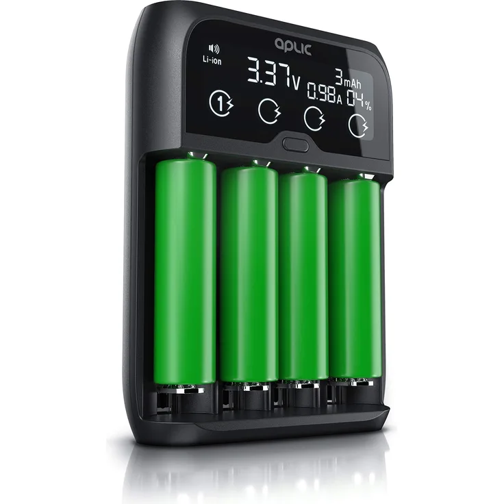 CSL - Universal Batterie Ladegerät - Akku Batterieladegerät Intelligent Battery Charger - für Li-ion, NI-MH, NI-Cd, LiFePo4 Akkus 18650 AA AAA Batterien und Akkus - LCD Display mit Echtzeitanzeige