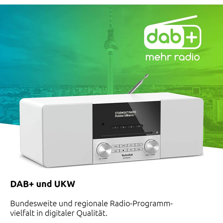 TechniSat DIGITRADIO 3 CD-Radio mit Bluetooth, OLED-Display, Wecker, weiß – Bild 8