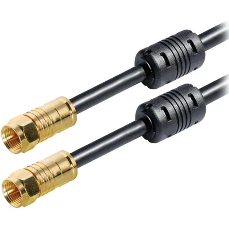 Transmedia Premium Koaxialkabel Verbindungskabel 60966-2-6 SAT F-Stecker 5 Fach geschirmt, 2,5 m 135 dB, mit Absorberferrite, schwarz, 1