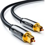 deleyCON Optisches Digital Audio Kabel - S/PDIF - 2x Toslink Stecker 0,5m - LWL Lichtwellenleiter Kabel - Metallstecker - 5mm - flexibel - Schwarz