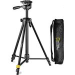 National Geographic Fotostativ-Kit, medium, 3-Wege-Kopf, Schnellwechselplatte, 3 Beinsegmente, Klemmverschluss, Kurbelmittelsäule, trägt bis zu 1.5 kg, Aluminium, für Canon, Nikon, Sony, NGHP00