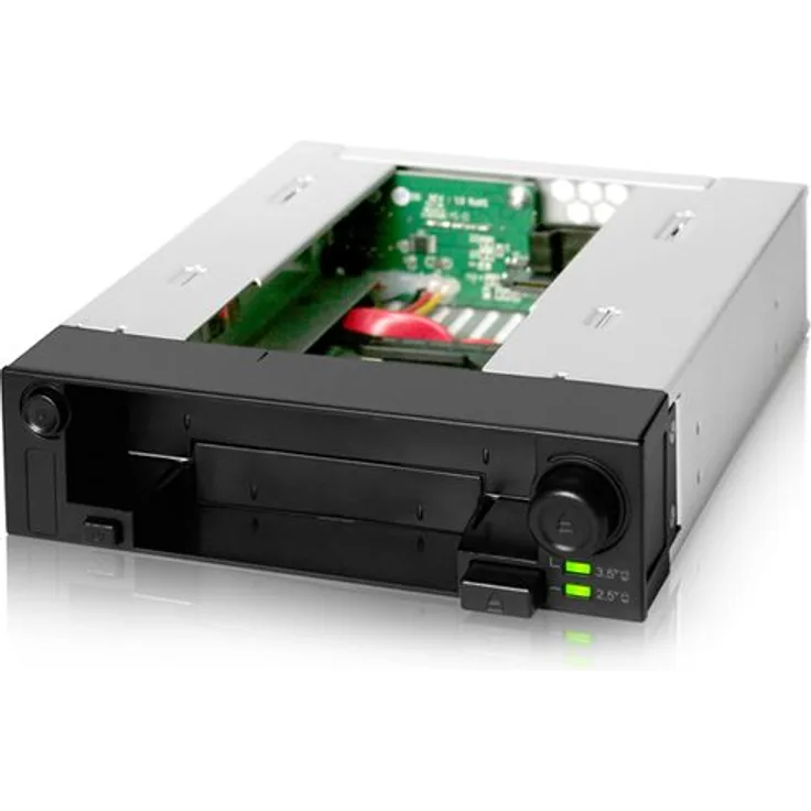 Icy Dock DuoSwap MB971SP-B - SATA Hot Swap Wechselrahmen für 2,5 Zoll (6,4cm) und 3,5 Zoll (8,9cm) SSD-HDD in 1x 5,25 Zoll (13,3cm) - Trägerlos