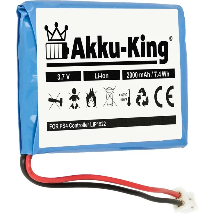 Akku kompatibel mit Sony PS4 Wireless Controller - ersetzt LIP1522 - Li-Ion 2000mAh - für alte Controller-Version (25627) (PS4)