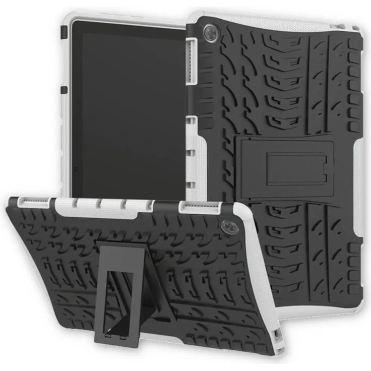 Wigento Tablet-Hülle »Für Huawei MediaPad M5 Lite 10.1 Zoll Hybrid Outdoor Schutzhülle Case Weiß Tasche Cover Etui«