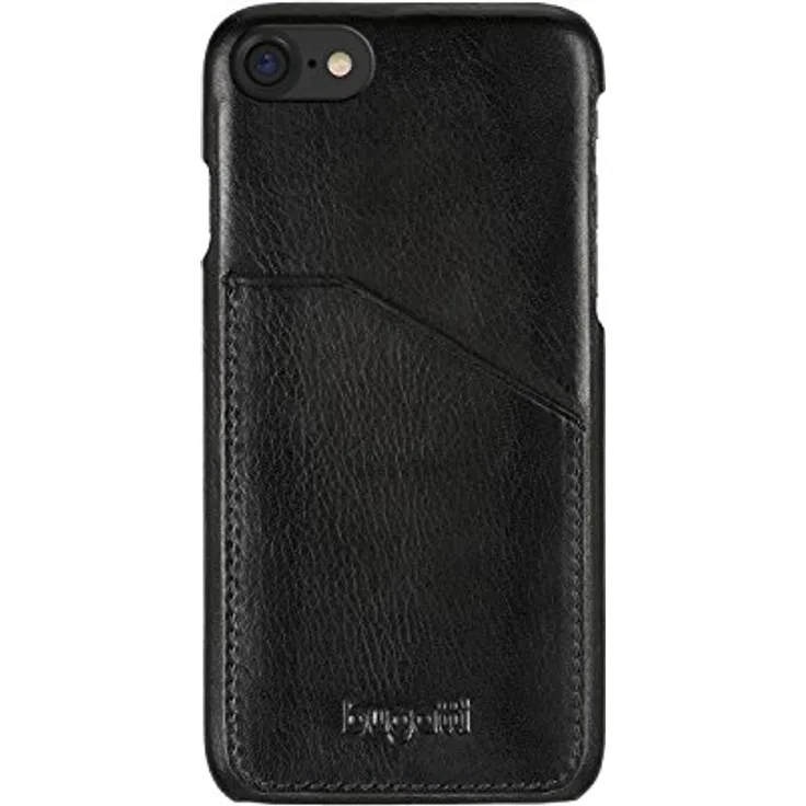 Bugatti Londra Designed für iPhone 7-8 Hülle, Etches Leder Schutzhülle - Schwarz