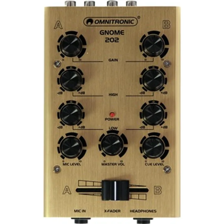 OMNITRONIC Gnome-202 Mini-Mixer gold 2-Kanal-DJ-Mixer