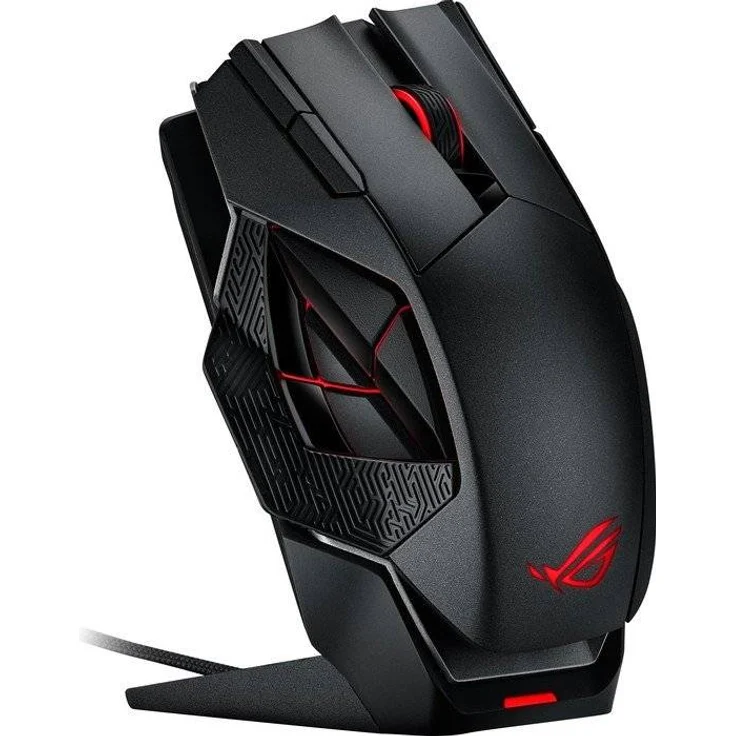 Asus ROG Spatha Gaming Maus (8.200 DPI, 12 programmierbare Tasten, kabelgebunden und kabellos nutzbar) schwarz-rot – Bild 3