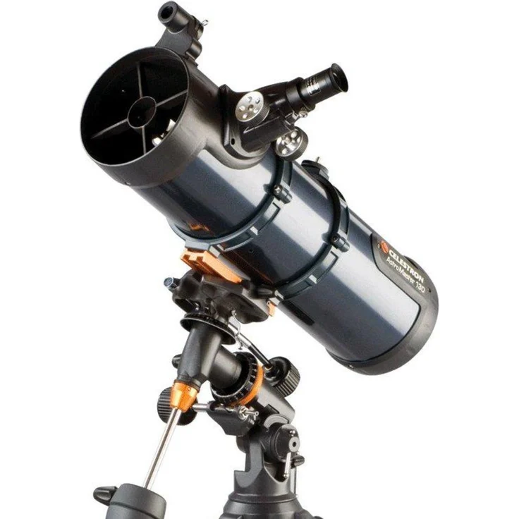 Celestron AstroMaster 130 EQ 130-650 Newton-Spiegelteleskop mit Nachführmotor und Stahlstativ – Bild 1