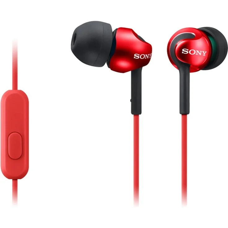 Sony MDR-EX110APR In-Ear Kopfhörer mit Mikrofon, rot – Bild 1