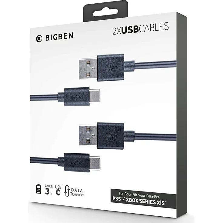 BigBen 2XUSB CABLES, 2x USB-C-Lade- und Datenkabel, 3 m, PS5-XBOX SERIES X-S
