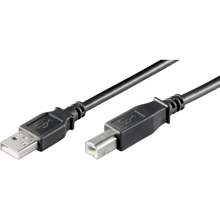 Ewent Kabel USB 2.0 Typ A-männlich zu B-Männlich, doppelt geschirmt AWG 28 in Kupfer, Rata-Übertragungsrate bis 480 Mbit, Schwarz 1.80 m schwarz