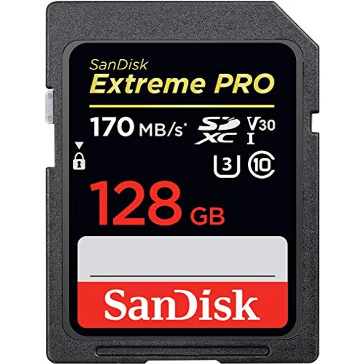SanDisk Extreme PRO 128GB SDXC Speicherkarte bis zu 170 MB-s, Class 10, U3, V30