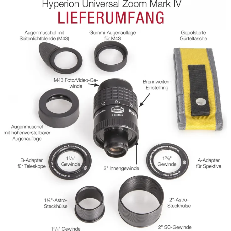 Baader Planetarium 2454826 Weitwinkel Hyperion Zoom Okular 8-24mm Mark IV schwarz