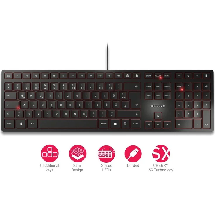 CHERRY KC 6000 SLIM - Tastatur - USB - Deutsch QWERTZ - CHERRY SX - Schwarz (JK-1600DE-2) – Bild 3
