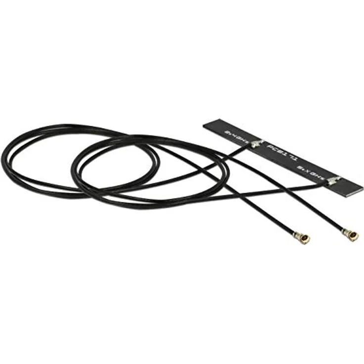 DELOCK WLAN 802.11 ac-a-h-b-g-n Doppelantenne 2 x MHF 4L Stecker 3-5 dBi 2 x 50cm PCB intern Klebemontage