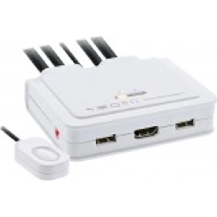InLine 62614I KVM Switch, 2-fach, USB-C + HDMI zu HDMI, 4K, mit Audio, integr. Kabel