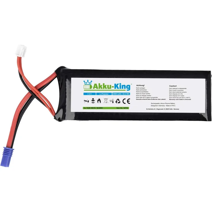 Akku-King Akku kompatibel mit Hubsan X4 H501S - BC6551 7.4Volt - Li-Polymer 3000mAh