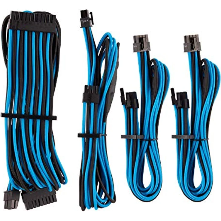 Corsair Premium individually sleeved starter kit (Type 4, Generation 4) - Stromkabelkit - Schwarz, Blau (CP-8920221) – Bild 1