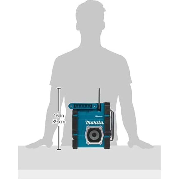 Makita 7,2-18 V, DMR108 Baustellenradio mit Bluetooth, geeignet für Outdoor, spritzwassergeschützt, blau – Bild 4