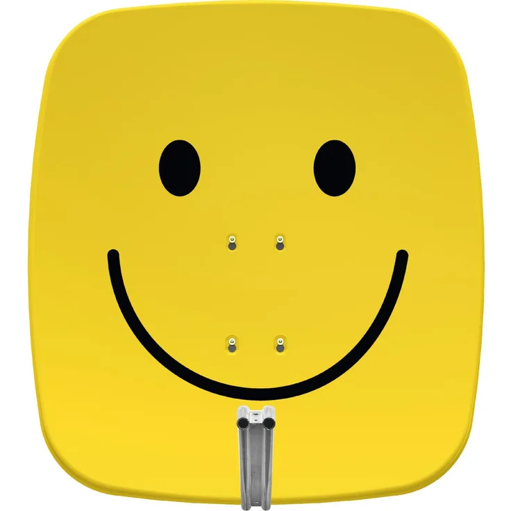 TechniSat SATMAN 65 PLUS (DigitalSat-Antenne, Aluminium, Parabaolspiegel ohne LNB) gelb mit Smiley
