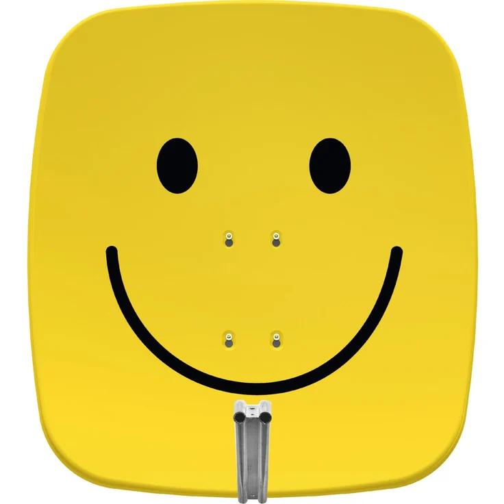 TechniSat SATMAN 65 PLUS (DigitalSat-Antenne, Aluminium, Parabaolspiegel ohne LNB) gelb mit Smiley