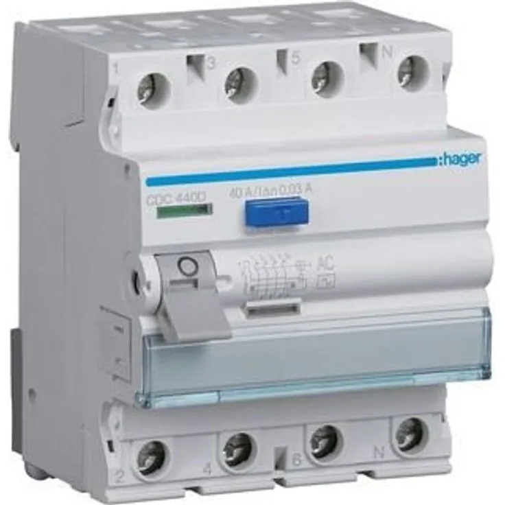 HAGER CDC440D FI-Schutzschalter 4P 40A 30mA AC