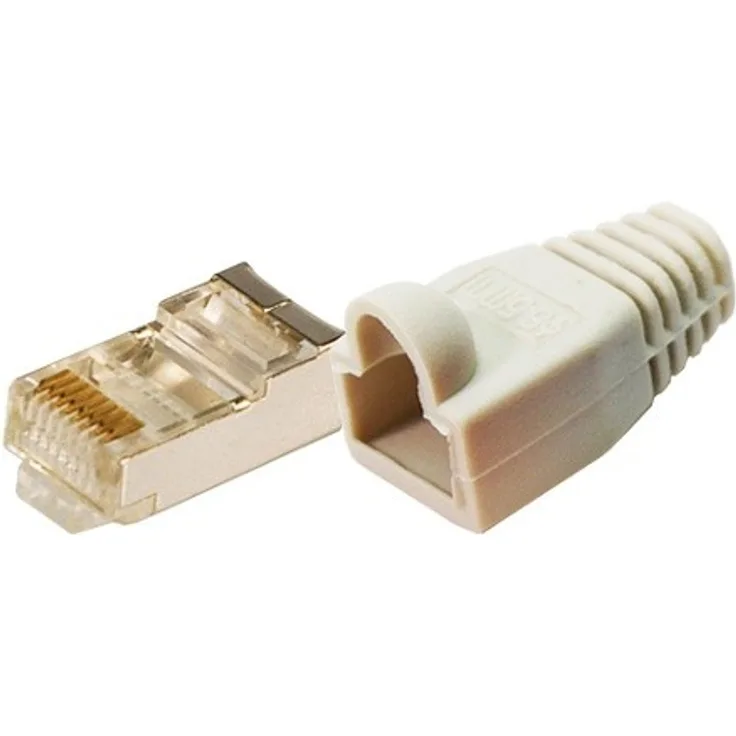 2direct LogiLink Modular Stecker, CAT 5e (RJ45), geschirmt, mit Knickschutz Hülle-Grau, 100 Stück