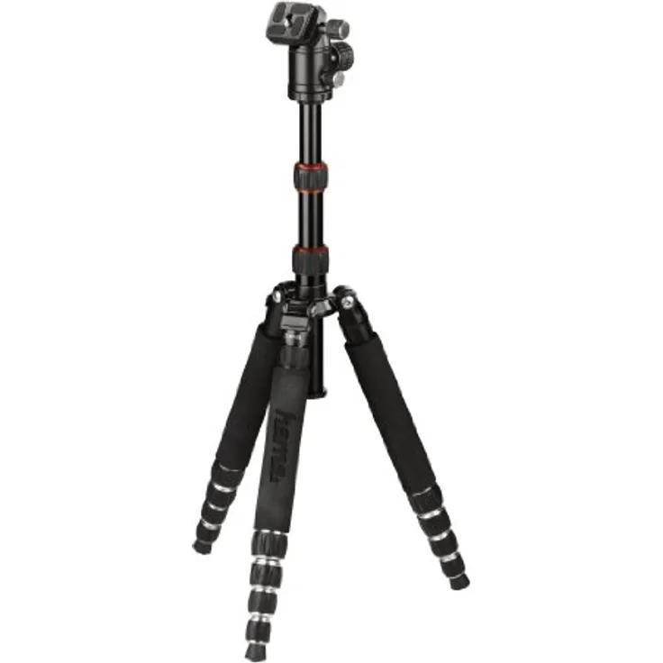Hama Leichtes Reise-Dreibeinstativ mit 3D-Kugelkopf und Einbeinsativ-Funktion, Traveller Premium Duo 146 Ball, Schwarz