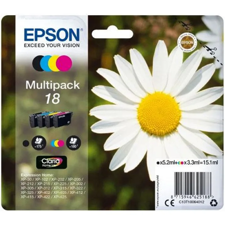 Epson C13T18064012 3.3ml 5.2ml 175Seiten 180Seiten Schwarz, Gelb Tintenpatrone