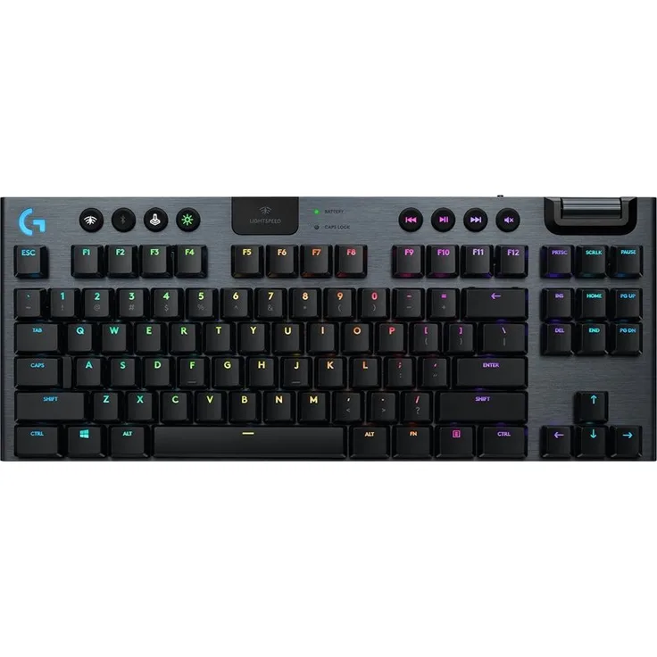 Logitech G915 TKL Tenkeyless LIGHTSPEED Wireless RGB Mechanical Gaming Keyboard - Tastatur - backlit - USB, Bluetooth, LIGHTSPEED - QWERTZ - Deutsch - GL Clicky - Kohle (920-009530)