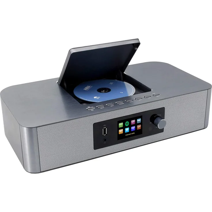 Soundmaster ICD2020 Internetradio DAB+ UKW Radio Netzwerkplayer CD-MP3 Fernbedienung App-Steuerung Spotifyfunktion in Silber