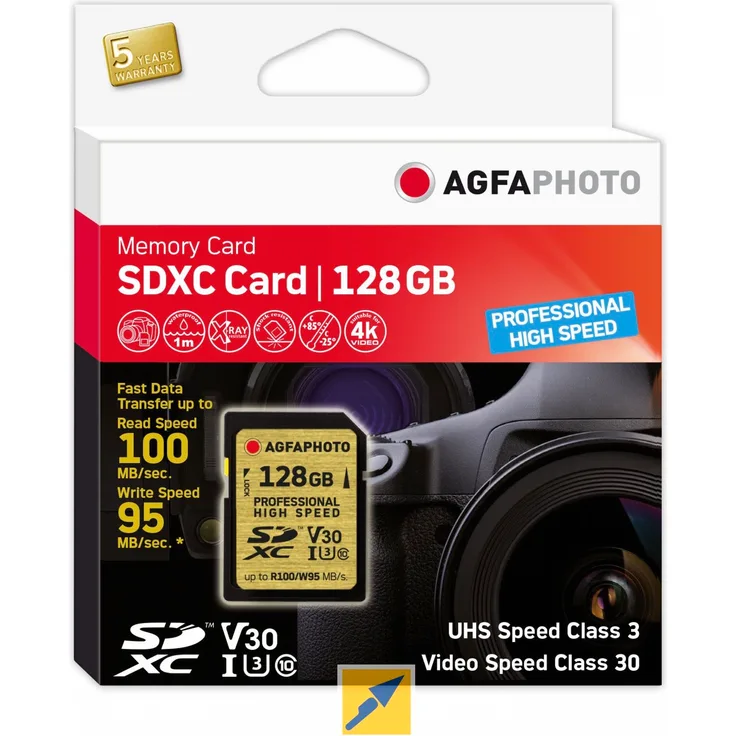 Agfa 10607 Professional HIGH Speed SDXC Class 10 UHS I U3 V30 Speicherkarte