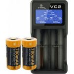 2 Stück CR123A Li-Ion wiederauflafbar mit bis zu 760mAh und USB-Ladegerät mit gr