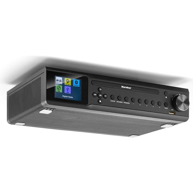 Karcher RA 2060D-B Unterbauradio mit CD-Player, DAB+ - UKW-Radio (je 30 Senderspeicher), USB zur MP3-Wiedergaber & Bluetooth - Wecker (Dual-Alarm) - Countdown-Timer - Fernbedienung – Bild 1